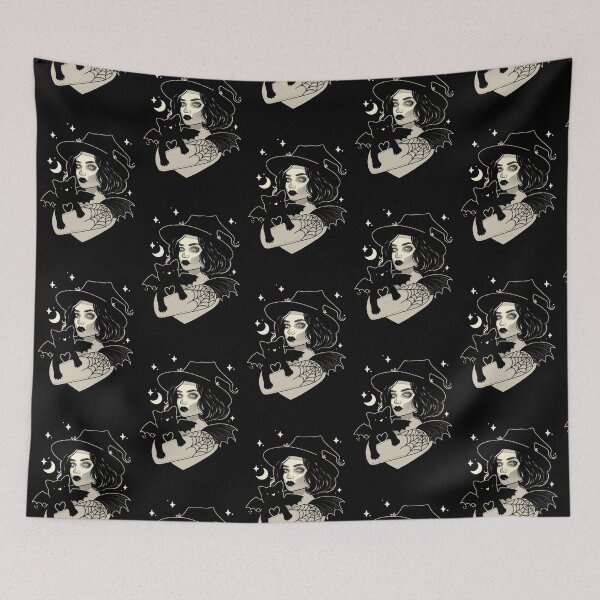 Item preview, Witch with Bat Cat // Witchy Pinup Girl designed and sold by Wendy-Stephens.