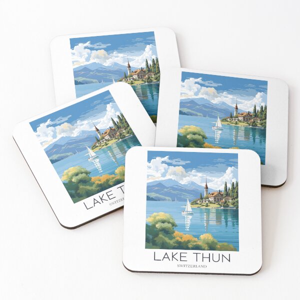 Item preview, A Pop Art Travel Print of Lake Thun - Switzerland  designed and sold by StudioRedKoala.