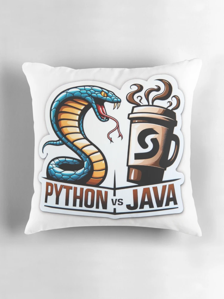 Imagen 3 de 4, Cojín con la obra CodeDuel: Python y Java 2, diseñada y vendida por pixeldigger.