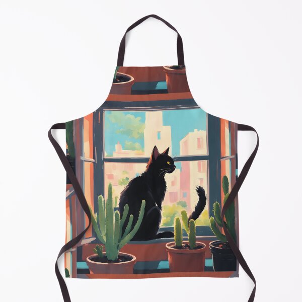 Item preview, Cat In the Window with cactus indoor plants designed and sold by Catophile.