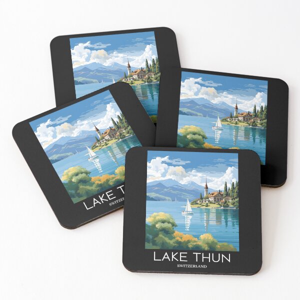 Item preview, A Pop Art Travel Print of Lake Thun - Switzerland  designed and sold by StudioRedKoala.