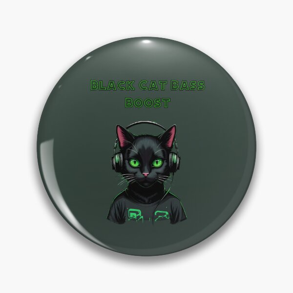 Item preview, Bass boost on a black cat wearing headphones designed and sold by NiRia Spot.