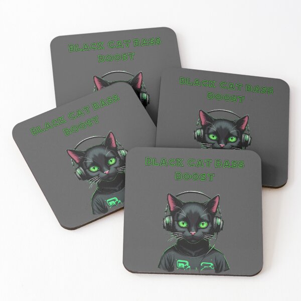 Item preview, Bass boost on a black cat wearing headphones designed and sold by NiRia Spot.