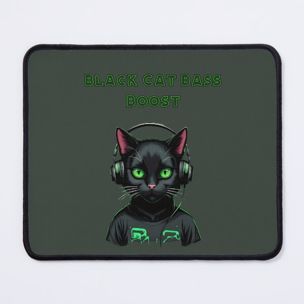 Item preview, Bass boost on a black cat wearing headphones designed and sold by NiRia Spot.