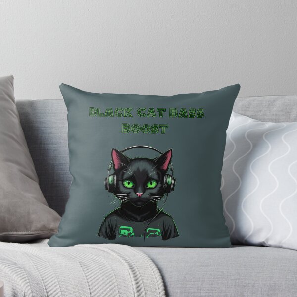 Item preview, Bass boost on a black cat wearing headphones designed and sold by NiRia Spot.