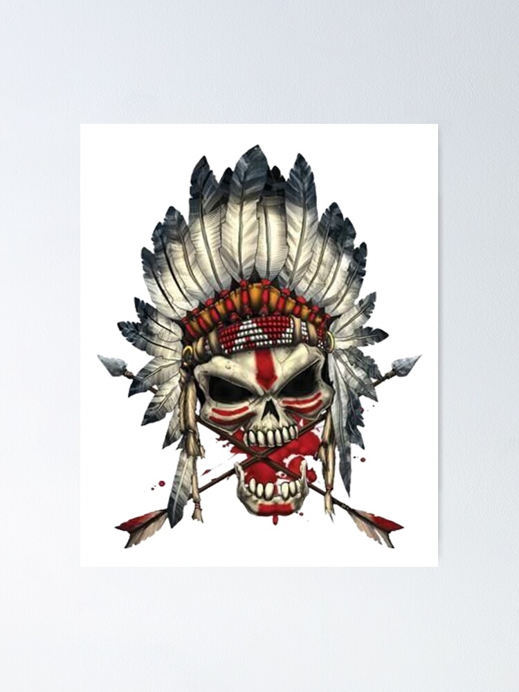 Native american skull' Poster, picture, metal print, paint by