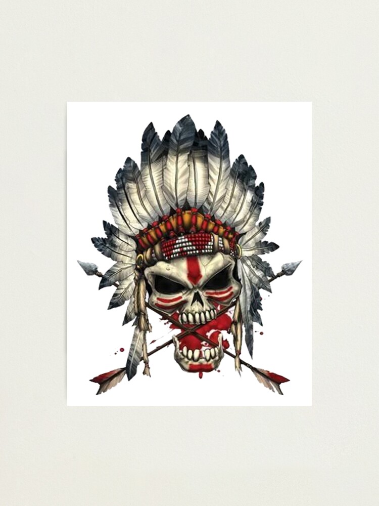 Native skull warrior' Poster, picture, metal print, paint by