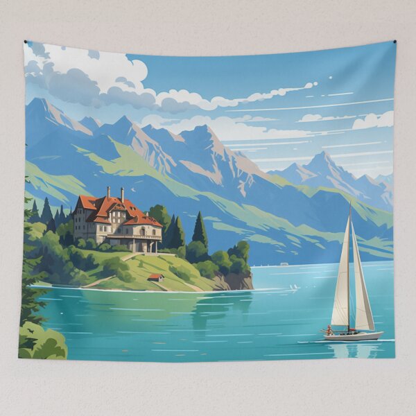 Item preview, A Pop Art Travel Print of Thunersee - Schweiz designed and sold by StudioRedKoala.