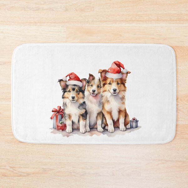 Item preview, watercolor cute family collie dog on Christmas day give gift for loved ones designed and sold by cartoon4289.