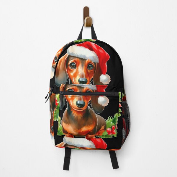 Item preview, Festive Dachshund Painting - Holiday Doxie, Weiner Dog, Sausage DogBlack Background designed and sold by Star-Fragment.