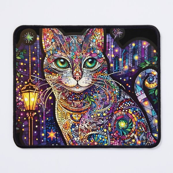 Item preview, Magical mosaic of a streetcat designed and sold by AI-Only Creations.