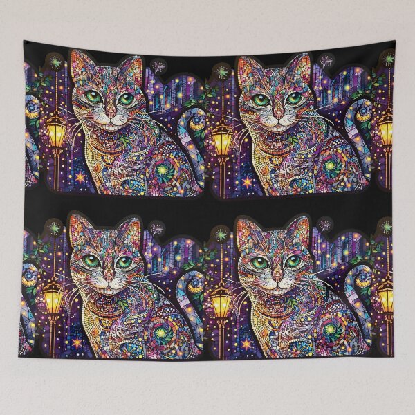 Item preview, Magical mosaic of a streetcat designed and sold by AI-Only Creations.