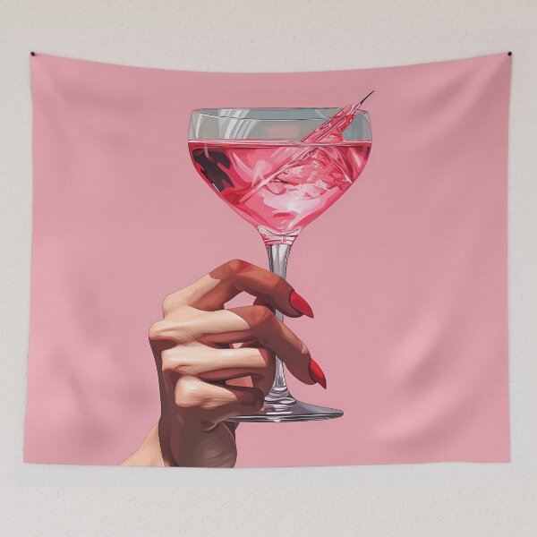 Item preview, realism print of womans hand holding a cocktail designed and sold by dcrc.
