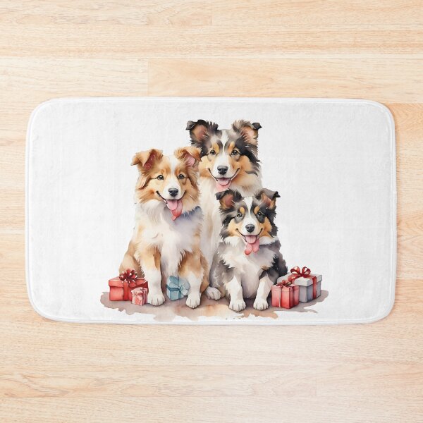Item preview, family watercolor cute collie dog on Christmas day give gift for loved ones designed and sold by cartoon4289.