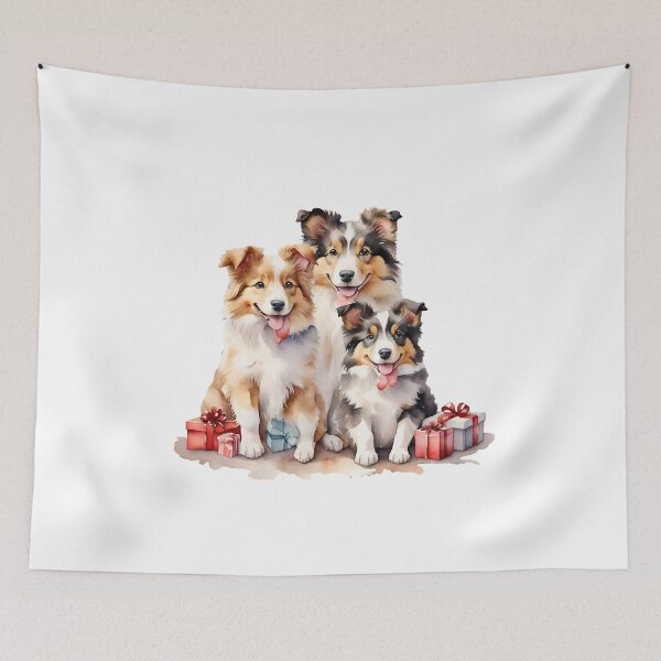 Item preview, family watercolor cute collie dog on Christmas day give gift for loved ones designed and sold by cartoon4289.