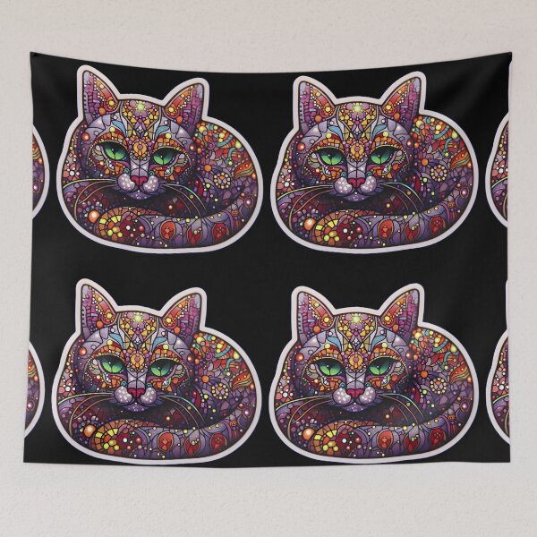 Item preview, Magical mosaic of a streetcat designed and sold by AI-Only Creations.