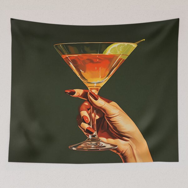 Item preview, realism print of womans hand holding a cocktail designed and sold by dcrc.