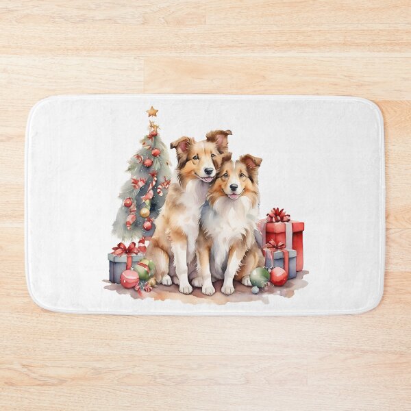 Item preview, watercolor cute collie dogs on Christmas day give gift for loved ones designed and sold by cartoon4289.