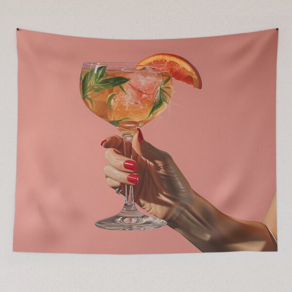Item preview, Realism print of womans hand holding a cocktail designed and sold by dcrc.