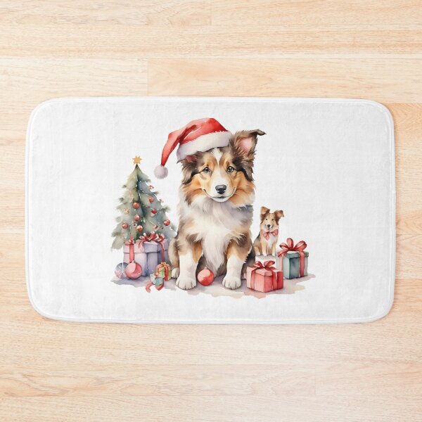 Item preview, watercolor cute collie dogs on Christmas day give gift for loved ones designed and sold by cartoon4289.