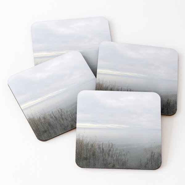 Item preview, white fog, quiet autumn morning, lake shore designed and sold by mrivserg.