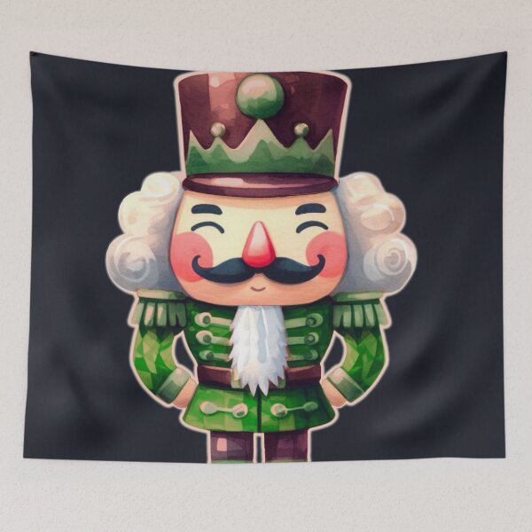 Item preview, Green Cartoon Nutcracker Watercolor Design Dark Background  designed and sold by Star-Fragment.