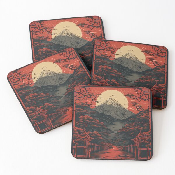 Item preview, Majestic Mountain: Scarlet Sun over Fuji designed and sold by kawaiidoodlesuk.