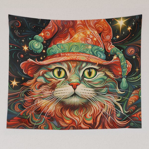 Item preview, Trippy holiday cat print designed and sold by dcrc.