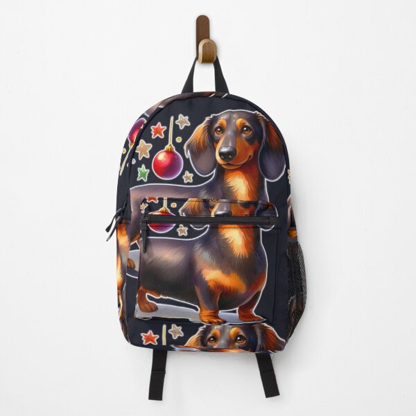 Item preview, Simple Christmas Dachshund Painting - Holiday Doxie, Weiner Dog, Sausage Dog Dark Background designed and sold by Star-Fragment.