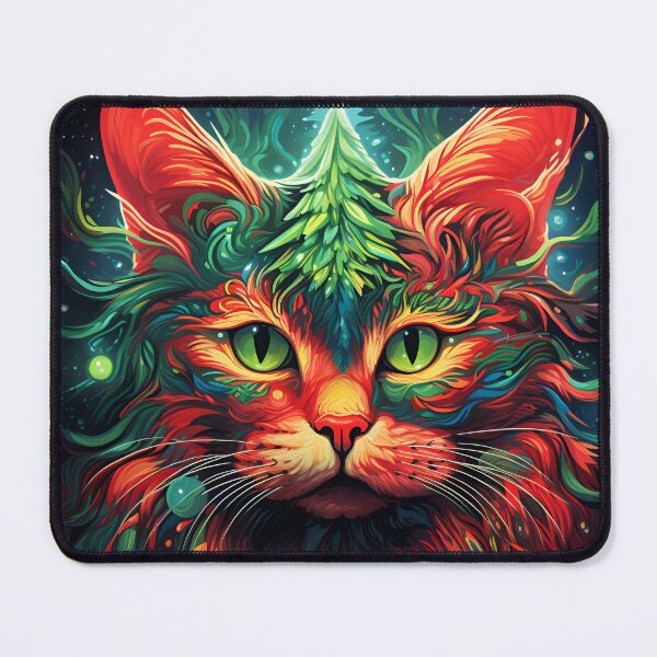 Item preview, trippy holiday cat print designed and sold by dcrc.