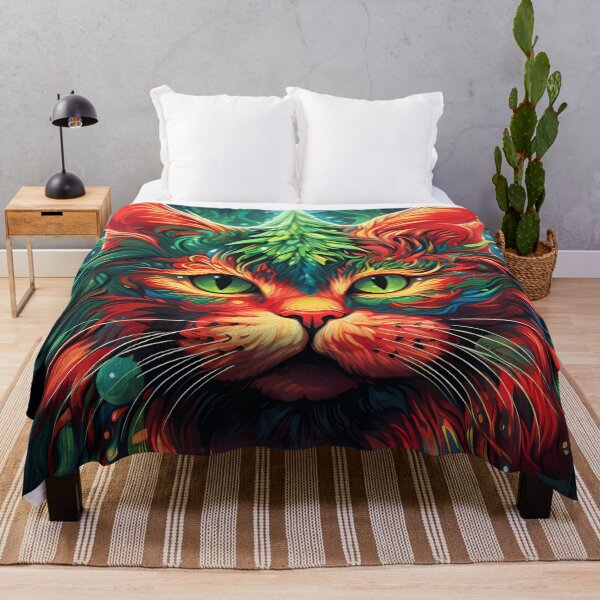 Item preview, trippy holiday cat print designed and sold by dcrc.
