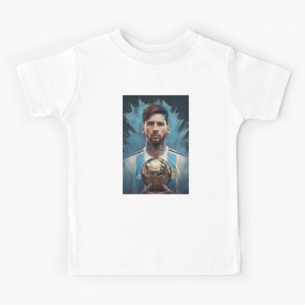 Vista previa del artículo con la obra «Lionel messi con balón de oro», diseñado y vendido por ReverseWorld.