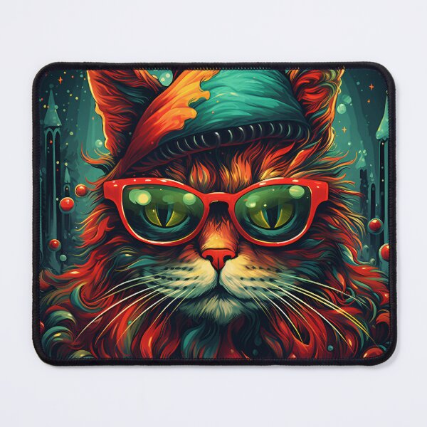 Item preview, trippy holiday cat print designed and sold by dcrc.