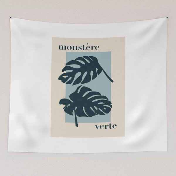 Item preview, Monstera Leaf Green Leaves Art with beige background designed and sold by Anton Repetto.