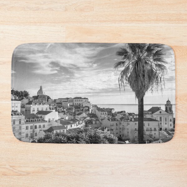 Item preview, Palmtree in Alfama lIsbon Portugal - view in Black and white - travel photography designed and sold by Christa Stroo Photography.