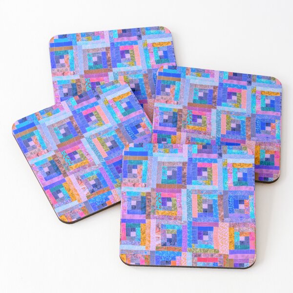 Item preview, DANCE OF PINK AND BLUE  IN LOG CABIN QUILT designed and sold by Jean Gregory Evans.