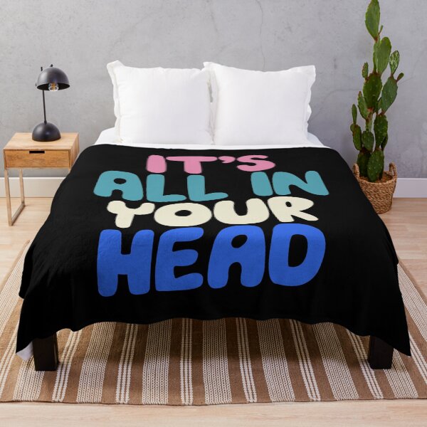Item preview, Its All in Your Head in black white blue and pink designed and sold by MotivatedType.