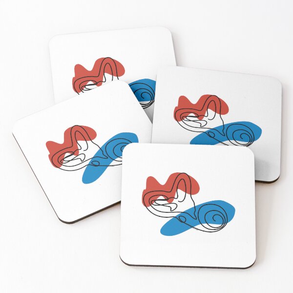 Item preview, Inner Ear Minimalist Design - Red/Blue designed and sold by Stegosaurus Crafts.