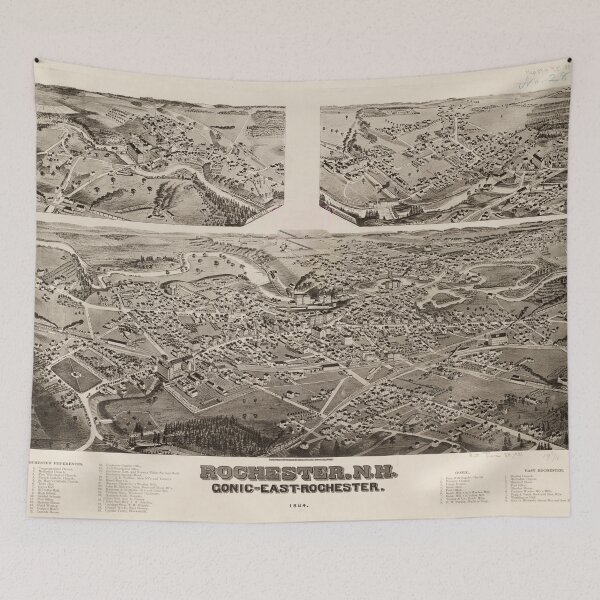Item preview, Vintage Pictorial Map of Rochester NH (1884) designed and sold by BravuraMedia.