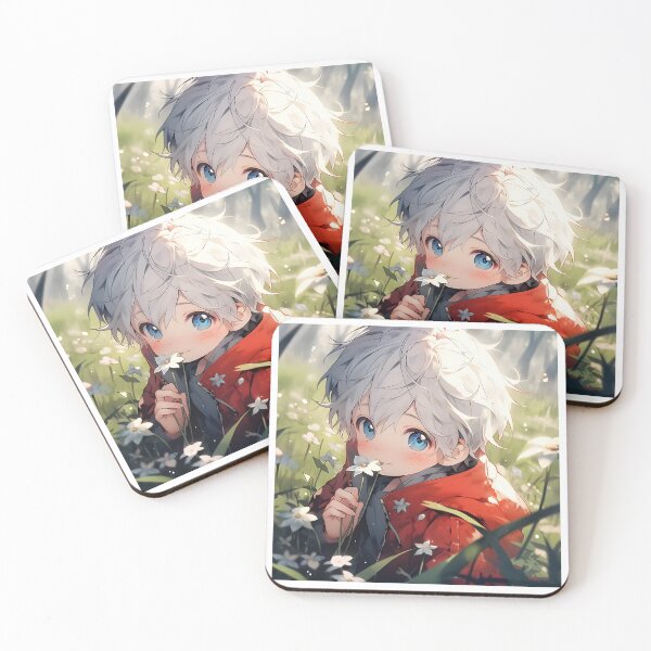 Item preview, Anime country boy in fields of white flowers art designed and sold by TheArtistOf2022.