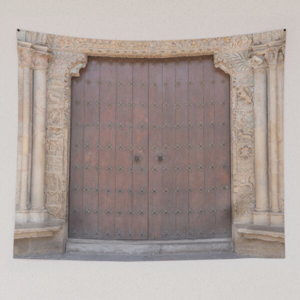 Item preview, The church door in Olite, Spain art print - Summer street and travel photography designed and sold by Christa Stroo Photography.
