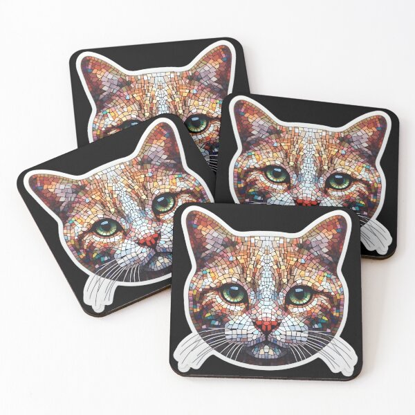 Item preview, Mosaic profile of a streetcat designed and sold by AI-Only Creations.