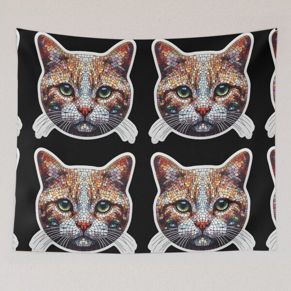 Item preview, Mosaic profile of a streetcat designed and sold by AI-Only Creations.