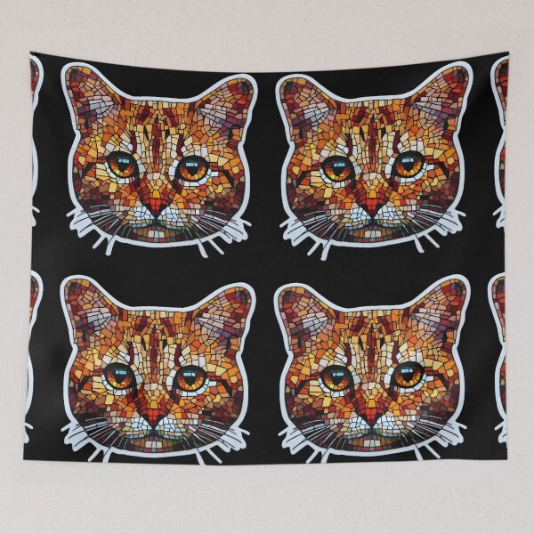 Item preview, Mosaic profile of a streetcat designed and sold by AI-Only Creations.
