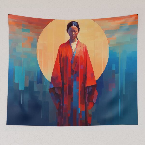 Item preview, Zen Meditation Voxel Art | Woman in Robe  designed and sold by FairX.