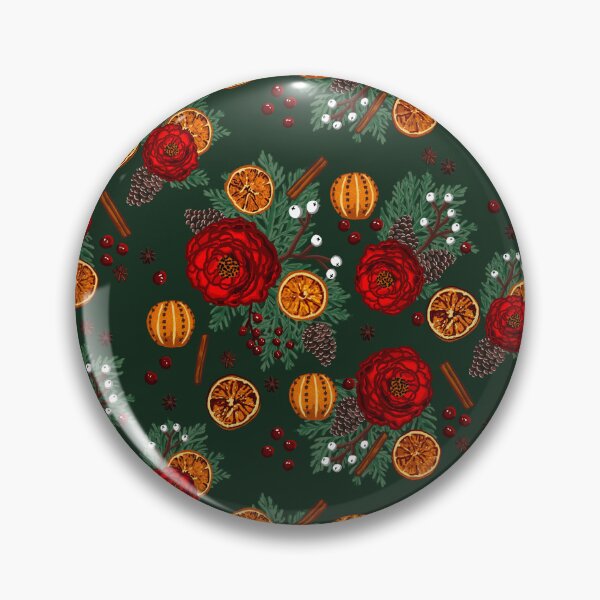 Item preview, Winter floral citrus and spice on green designed and sold by Quick Brown Fox Canada.