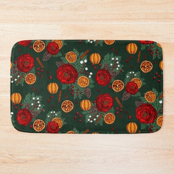 Item preview, Winter floral citrus and spice on green designed and sold by Quick Brown Fox Canada.