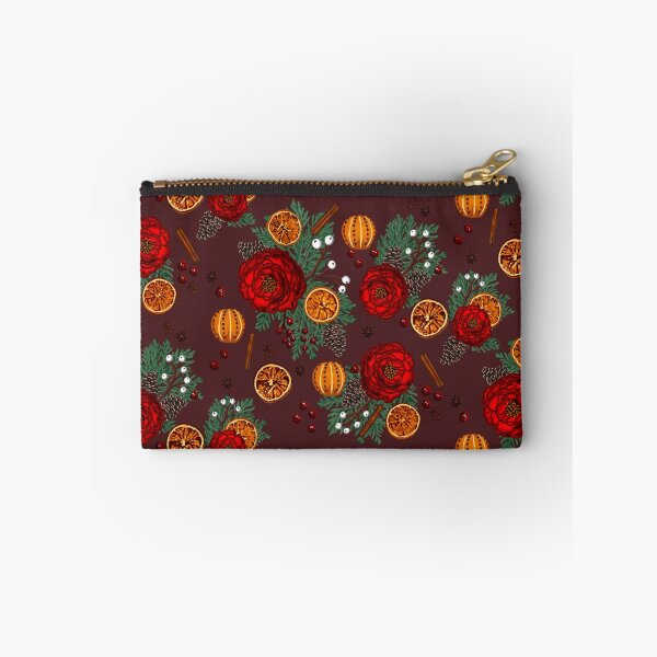 Item preview, Winter floral citrus and spice on burgundy brown designed and sold by Quick Brown Fox Canada.