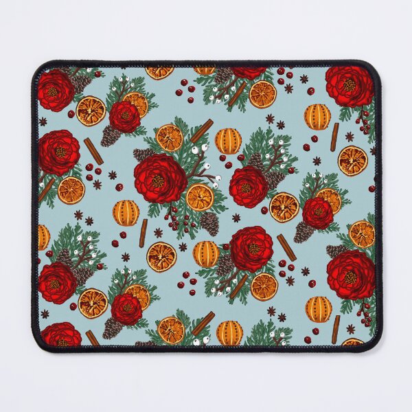 Item preview, Winter floral citrus and spice on light blue designed and sold by Quick Brown Fox Canada.
