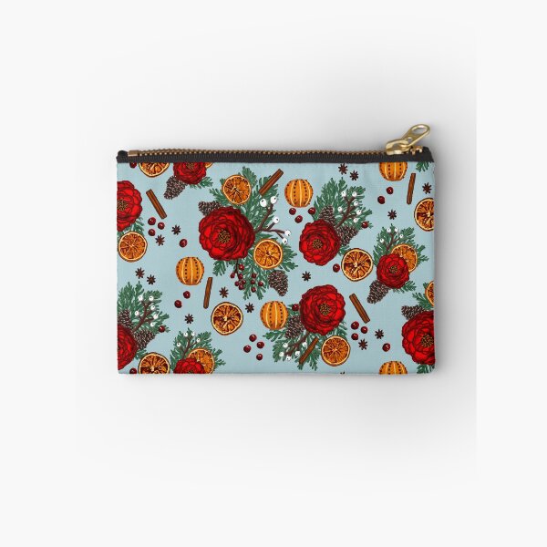 Item preview, Winter floral citrus and spice on light blue designed and sold by Quick Brown Fox Canada.